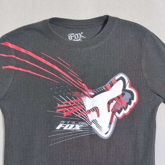 Fox knitted crew neck sweater girl size M black with graphic design - Picture 2 of 8